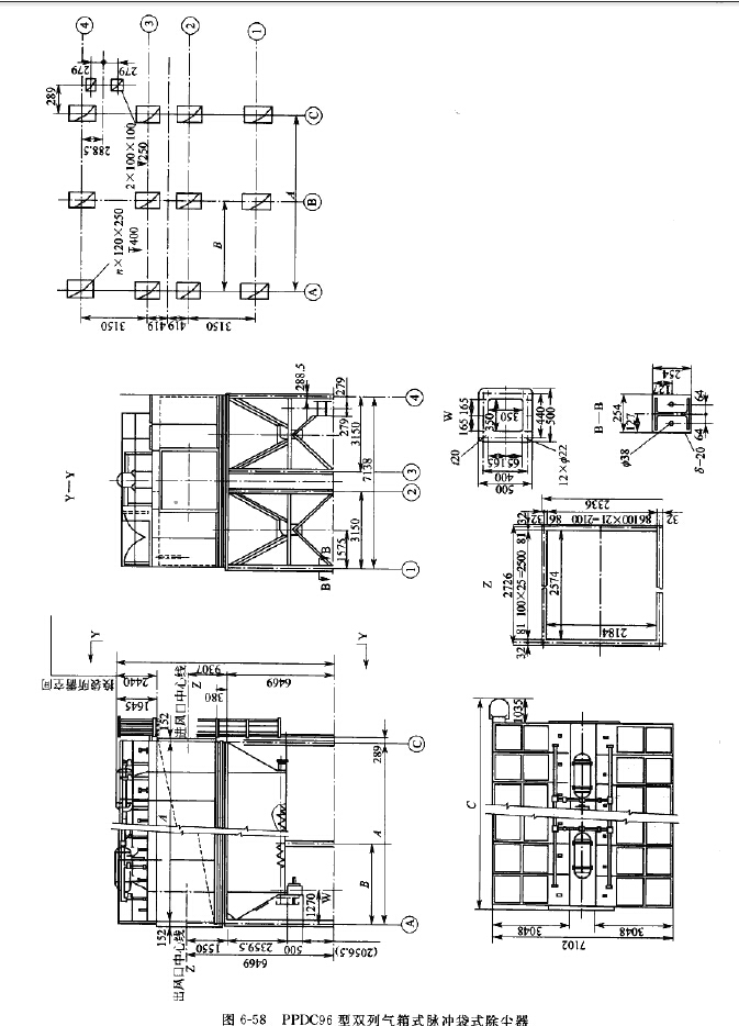 PPDC96型雙列氣箱式脈衝袋式除塵器