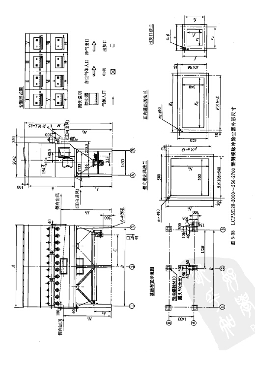 LPCM128-2000~256-2700型側噴脈衝除塵器外（wài）形尺寸